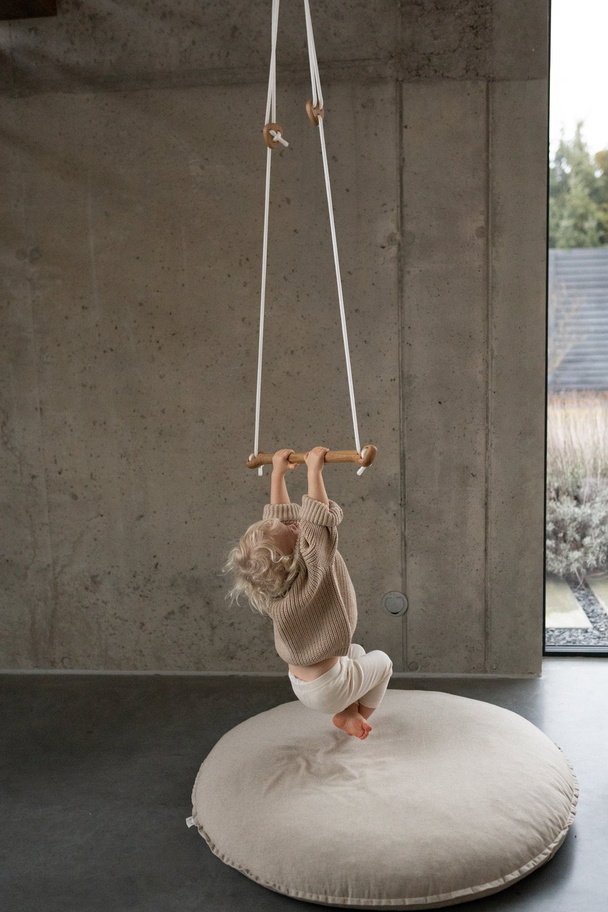 Trapeze Activity Ropes BONE trapeze | oak - beige rope – FitWood