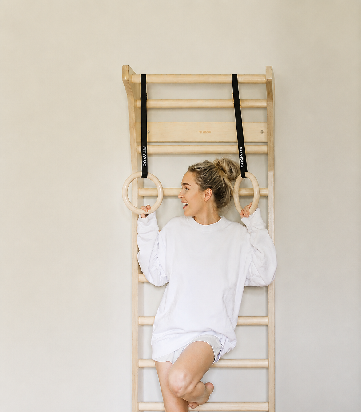 ULPU gym rings | white waxed - black straps